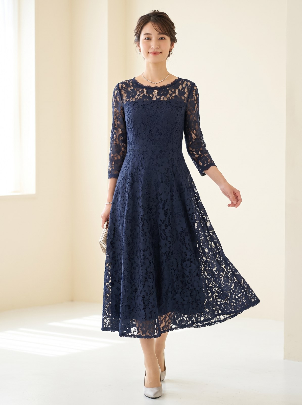 フィッシュテールワンピース（ネイビー・ブルー系・XLサイズ）| 名古屋のレンタルドレス24DRESS