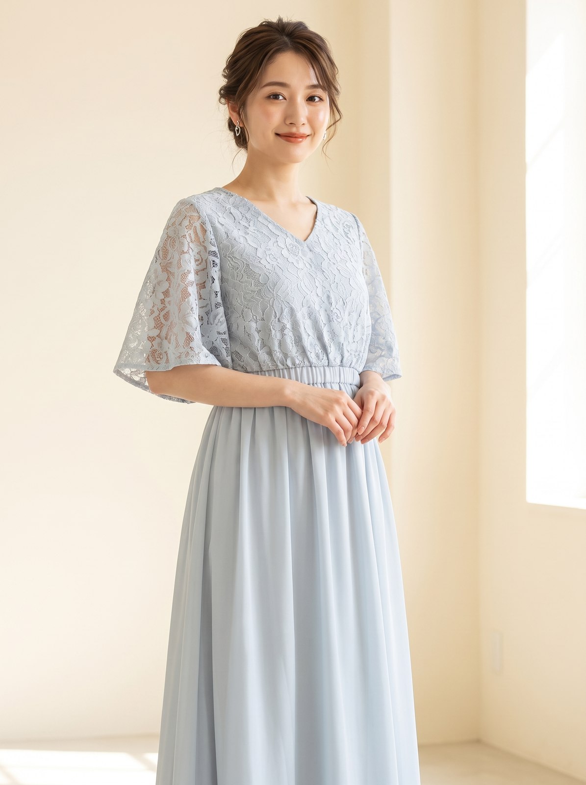 レーストップス×シフォン ロングドレス(その他・XLサイズ)| 名古屋のレンタルドレス24DRESS