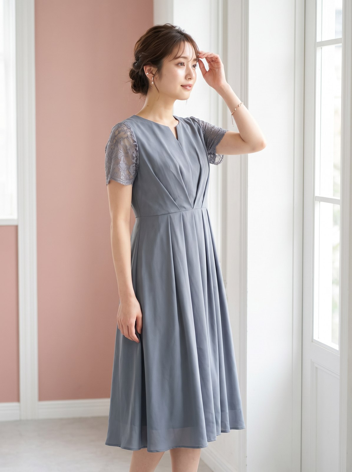キーネック タックフレアドレス（その他・XSサイズ）| 名古屋のレンタルドレス24DRESS