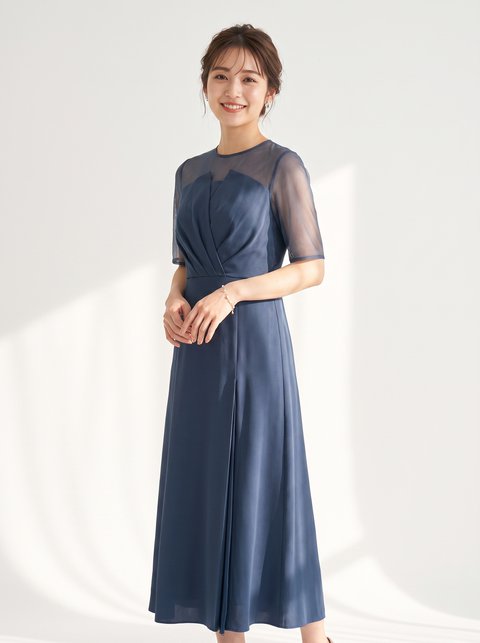 フィッシュテールリボンドレス（ネイビー・ブルー系・Lサイズ）| 名古屋のレンタルドレス24DRESS