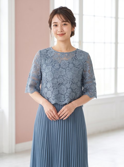 レーストップス重ね プリーツスカートドレス（その他・Sサイズ）| 名古屋のレンタルドレス24DRESS