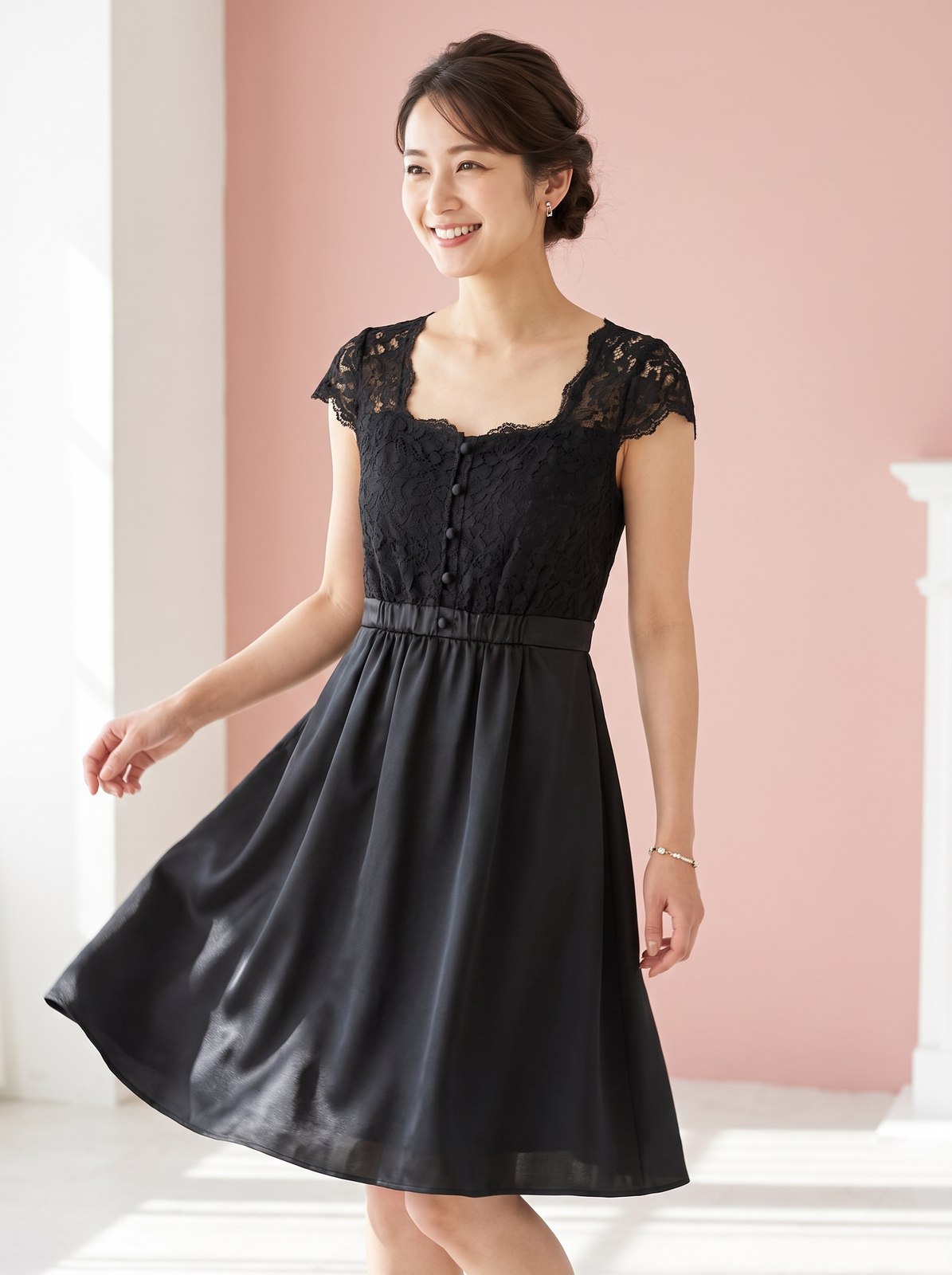レースビスチェ風 くるみボタンドレス(その他・Mサイズ)| 名古屋のレンタルドレス24DRESS