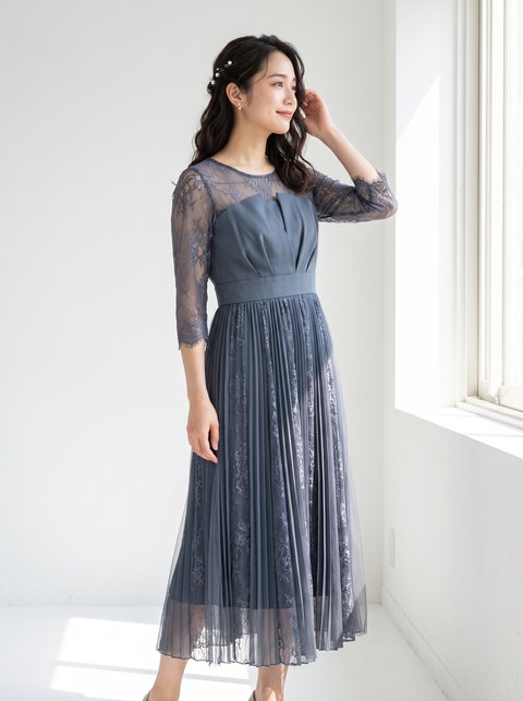 ビスチェ風切り替え レース×プリーツドレス（その他・Mサイズ）| 名古屋のレンタルドレス24DRESS