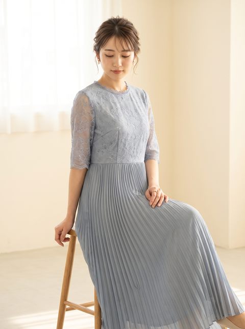 アコーディオンプリーツ レースドレス（その他・Mサイズ）| 名古屋のレンタルドレス24DRESS