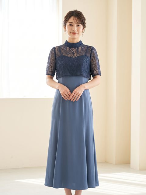 3wayレースボレロ&マーメイドキャミドレス（ネイビー・ブルー系・Sサイズ）| 名古屋のレンタルドレス24DRESS