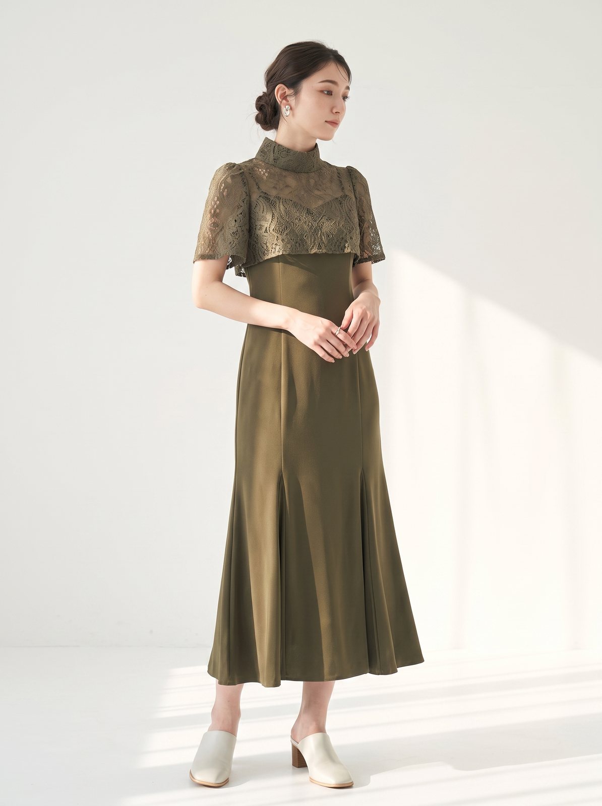 3wayレースボレロ&マーメイドキャミドレス（グリーン系・Mサイズ）| 名古屋のレンタルドレス24DRESS